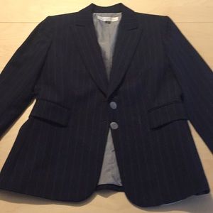 Tahari SP Dark Blue White striped blazer
